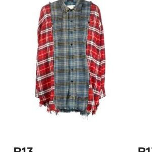 R13 Black and Cream Plaid Shirt